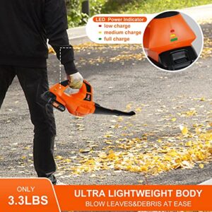 Cordless Leaf Blower,20V Handheld Electric Leaf Blower with 2.0Ah Battery & Fast Charger, 2 Speed Mode, Lightweight Battery Powered Leaf Blowers for Patio, Yard, Sidewalk,Small Leaf Blower