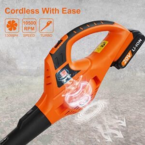 Cordless Leaf Blower,20V Handheld Electric Leaf Blower with 2.0Ah Battery & Fast Charger, 2 Speed Mode, Lightweight Battery Powered Leaf Blowers for Patio, Yard, Sidewalk,Small Leaf Blower