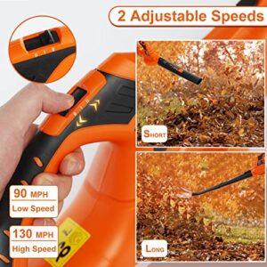 Cordless Leaf Blower,20V Handheld Electric Leaf Blower with 2.0Ah Battery & Fast Charger, 2 Speed Mode, Lightweight Battery Powered Leaf Blowers for Patio, Yard, Sidewalk,Small Leaf Blower