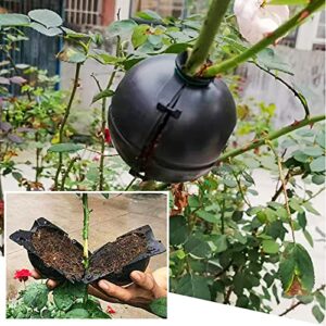 MUKLEI 16 PCS 4.7 x 4.7 Inch Large Plant Root Growing Ball Device, High Pressure Propagation Ball Reusable Plant Rooting Device Rooter Box Grafting Device for Garden Plants, Black