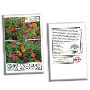 "Button Box Mix" Zinnia Seeds for Planting, 100+ Flower Seeds Per Packet, (Isla's Garden Seeds), Non GMO & Heirloom Seeds, Botanical Name: Zinnia elegans, Great Home Garden Gift