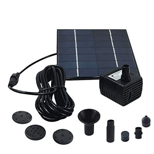 JOVTOP-1.2W 7V 180L/H Solar Fountain Submersible Solar Water Pump Garden Fountain Submersible Pump with Suckers(Black)