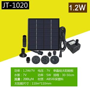 JOVTOP-1.2W 7V 180L/H Solar Fountain Submersible Solar Water Pump Garden Fountain Submersible Pump with Suckers(Black)