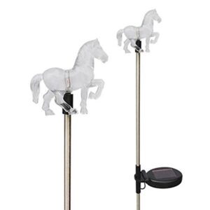 unido box horse solar garden stake light led color-changing, set of 2