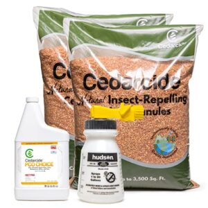 cedarcide outdoor lawn and garden kit (medium) includes pco choice cedar oil bug killing concentrate quart and insect repelling granules kills and repels fleas, ants, mites, & mosquitoes