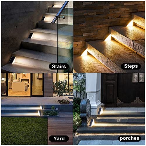 SUNLIGHT ENCOUNTER Solar Step Lights IP68 Waterproof Outdoor Stair Lights, Warm White Led Solar Deck Lights Solar Powered Outdoor Solar Lights for Steps,Yard, Patio, Garden, Front Door, Pathway,2 Pack