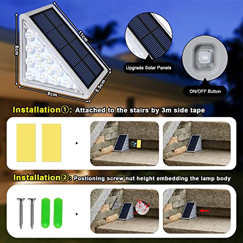 SUNLIGHT ENCOUNTER Solar Step Lights IP68 Waterproof Outdoor Stair Lights, Warm White Led Solar Deck Lights Solar Powered Outdoor Solar Lights for Steps,Yard, Patio, Garden, Front Door, Pathway,2 Pack