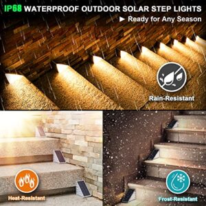 SUNLIGHT ENCOUNTER Solar Step Lights IP68 Waterproof Outdoor Stair Lights, Warm White Led Solar Deck Lights Solar Powered Outdoor Solar Lights for Steps,Yard, Patio, Garden, Front Door, Pathway,2 Pack