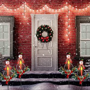 VAPESOON Solar Christmas Decorations Outdoor LED Lights, Waterproof Solar Snowman Ground Plug Lights for Garden Yard Lawn Pathway Walkway Driveway Holiday Winter Decorative Garden Stakes