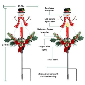 VAPESOON Solar Christmas Decorations Outdoor LED Lights, Waterproof Solar Snowman Ground Plug Lights for Garden Yard Lawn Pathway Walkway Driveway Holiday Winter Decorative Garden Stakes