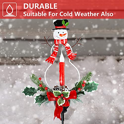 VAPESOON Solar Christmas Decorations Outdoor LED Lights, Waterproof Solar Snowman Ground Plug Lights for Garden Yard Lawn Pathway Walkway Driveway Holiday Winter Decorative Garden Stakes