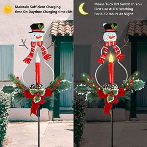 VAPESOON Solar Christmas Decorations Outdoor LED Lights, Waterproof Solar Snowman Ground Plug Lights for Garden Yard Lawn Pathway Walkway Driveway Holiday Winter Decorative Garden Stakes