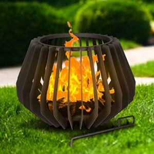 LDCHNH 24inch Metal Outdoor Fire Pit Bonfire Wood Burning Patio for Garden, Backyard, Poolside with Fireplace Poker