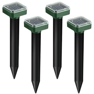 4 pack mole repellent solar powered solar mole repellent ultrasonic vole groundhog repellent outdoor waterproof sonic repellent spikes drive away burrowing animals from lawns and yard