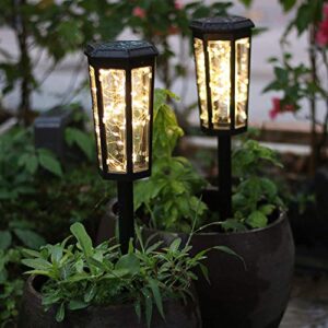 ZOVOTA 2 Pack 50 LEDs Outdoor Solar Pathway Lights, IP65 Waterproof 3-in-1 Solar Landscape Lights Hanging Lantern Table Lantern, LED Decorative Lights for Yard, Patio, Garden, Lawn and Tabletop