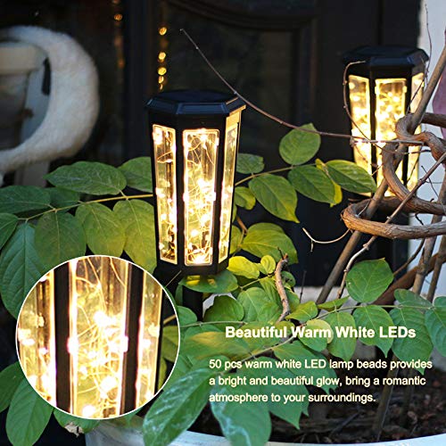 ZOVOTA 2 Pack 50 LEDs Outdoor Solar Pathway Lights, IP65 Waterproof 3-in-1 Solar Landscape Lights Hanging Lantern Table Lantern, LED Decorative Lights for Yard, Patio, Garden, Lawn and Tabletop