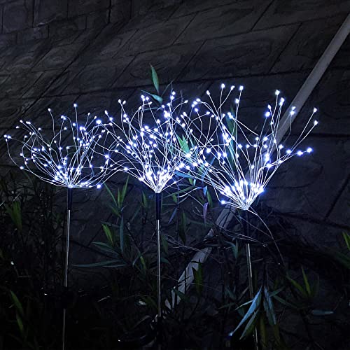 JJGoo Solar Garden Lights Solar Firework Lights, 2 Pack 120 LEDs 2 Lighting Modes Solar Lights Outdoor Waterproof for Garden Patio Walkway Pathway Party Wedding Decorative - Cool White