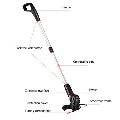 Handheld Cordless Electric Grass Trimmer Portable Foldable Lawn Mower Weed Eater with Charger,Length Adjustable Lawn Edger Brush Cutter for Home Garden,Lawn,Yard