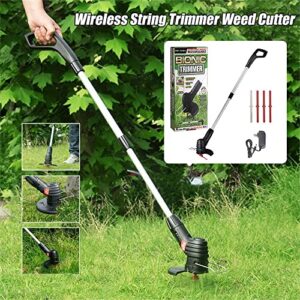 Handheld Cordless Electric Grass Trimmer Portable Foldable Lawn Mower Weed Eater with Charger,Length Adjustable Lawn Edger Brush Cutter for Home Garden,Lawn,Yard