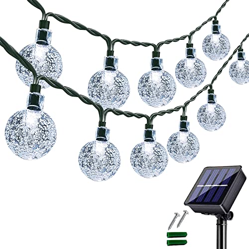 Ligarko Solar Outdoor Lights Waterproof Globe String Lights 50LED 8 Mode 7M/24Ft Indoor/Outdoor Solar String Lights for Garden Patio Yard Festival Party Wedding(Cold White)