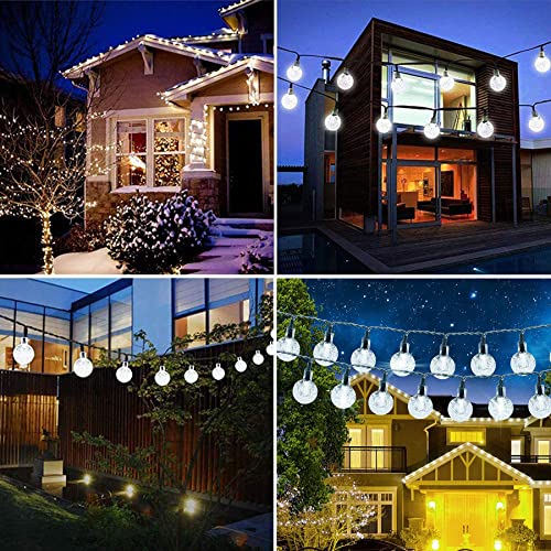 Ligarko Solar Outdoor Lights Waterproof Globe String Lights 50LED 8 Mode 7M/24Ft Indoor/Outdoor Solar String Lights for Garden Patio Yard Festival Party Wedding(Cold White)