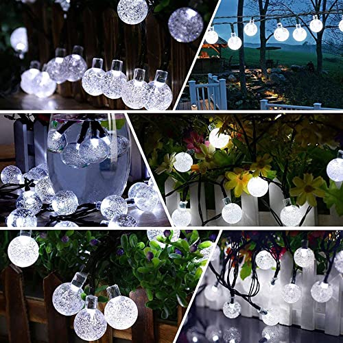 Ligarko Solar Outdoor Lights Waterproof Globe String Lights 50LED 8 Mode 7M/24Ft Indoor/Outdoor Solar String Lights for Garden Patio Yard Festival Party Wedding(Cold White)