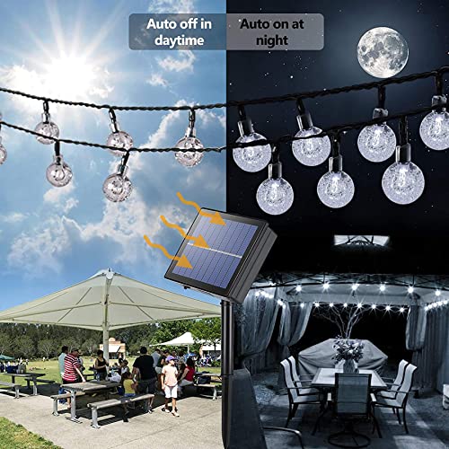 Ligarko Solar Outdoor Lights Waterproof Globe String Lights 50LED 8 Mode 7M/24Ft Indoor/Outdoor Solar String Lights for Garden Patio Yard Festival Party Wedding(Cold White)