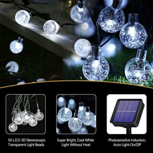 Ligarko Solar Outdoor Lights Waterproof Globe String Lights 50LED 8 Mode 7M/24Ft Indoor/Outdoor Solar String Lights for Garden Patio Yard Festival Party Wedding(Cold White)