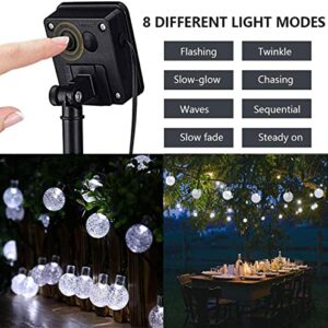 Ligarko Solar Outdoor Lights Waterproof Globe String Lights 50LED 8 Mode 7M/24Ft Indoor/Outdoor Solar String Lights for Garden Patio Yard Festival Party Wedding(Cold White)