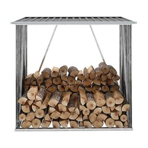 wifese firewood rack 64.2″x32.7″x60.6″ fire wood racks outdoor log storage shed garden storage firewood storage racks outside wood rack for firewood sloping design galvanized steel anthracite