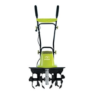 Sun Joe TJ603E 16-Inch 12-Amp Electric Tiller and Cultivator , Green & Yard Master 9940010 Outdoor Garden 120-Foot Extension Cord, Light Duty, 10 Amps, Lime Green