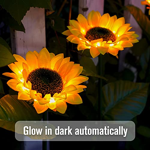 KNIGHTSPED Solar Sunflower Lights Outdoor Garden [2 Pack] Fall Landscape Waterproof Decor lamp for Garden Patio Porch Backyard Walkway