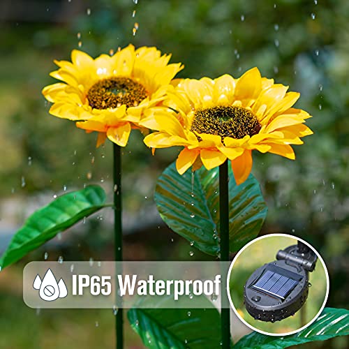 KNIGHTSPED Solar Sunflower Lights Outdoor Garden [2 Pack] Fall Landscape Waterproof Decor lamp for Garden Patio Porch Backyard Walkway