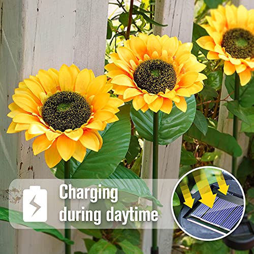 KNIGHTSPED Solar Sunflower Lights Outdoor Garden [2 Pack] Fall Landscape Waterproof Decor lamp for Garden Patio Porch Backyard Walkway