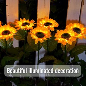 KNIGHTSPED Solar Sunflower Lights Outdoor Garden [2 Pack] Fall Landscape Waterproof Decor lamp for Garden Patio Porch Backyard Walkway