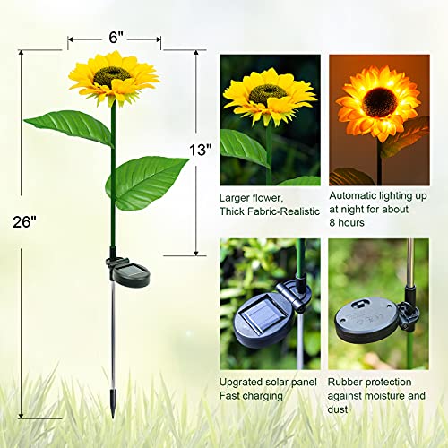 KNIGHTSPED Solar Sunflower Lights Outdoor Garden [2 Pack] Fall Landscape Waterproof Decor lamp for Garden Patio Porch Backyard Walkway