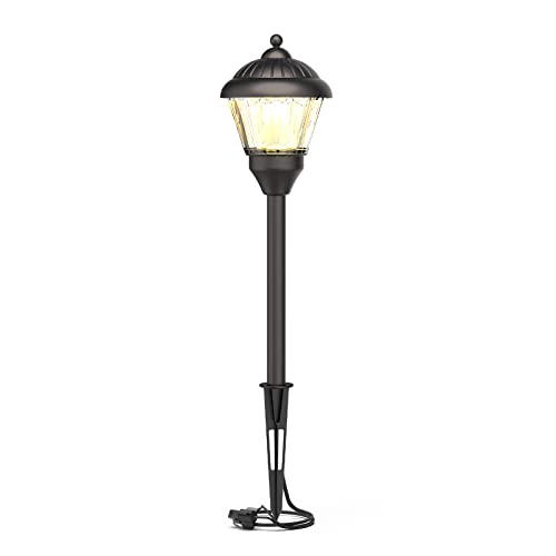 GOODSMANN Pathway Light 1.5W LED Outdoor Low Voltage Landscape Lighting 100 Lumen Hardwired Path Light 3000K Warm White Metal Walkway Light 12V Bronze Electric Sidewalk Light with Cable Connector