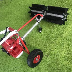 OUKANING 43CC Gas Powered Sweeper Broom 2 Stroke Walk Behind Snow Sweeper Hand Held Brush Broom Sweeping Machine for Garden Lawn Yard Sidewalk Driveway Turf Grass Cleaning