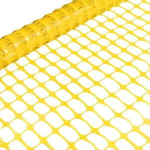 BOEN Temporary Fencing, Mesh Snow Fence, Plastic, Safety Garden Netting, Above Ground Barrier, for Deer, Kids, Swimming Pool, Silt, Lawn, Rabbits, Poultry, Dogs (4' x 100', Yellow)