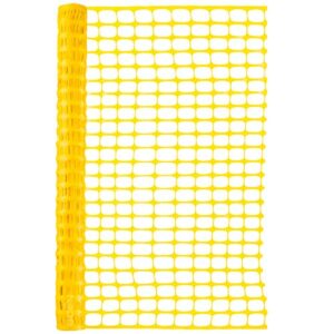 BOEN Temporary Fencing, Mesh Snow Fence, Plastic, Safety Garden Netting, Above Ground Barrier, for Deer, Kids, Swimming Pool, Silt, Lawn, Rabbits, Poultry, Dogs (4' x 100', Yellow)