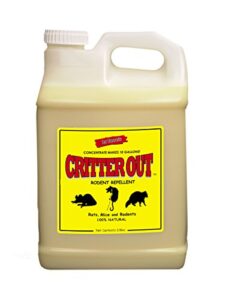 mouse & rat repellent: peppermint oil rodent repellent, get rid of rats, mice & rodents in your home & outside, protect engine wiring, prevent nesting, stops chewing. critter out 1 gallon concentrate