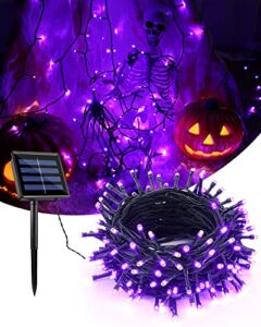 flacchi purple solar halloween lights 72ft 200 led 8 modes waterproof solar string lights for garden,patio,fence,balcony,outdoor,holiday decoration