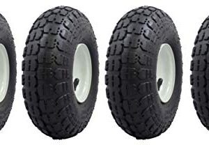 Ranch Tough 4 Pack RT310 10" Pneumatic Replacement Tires for Garden Including Gorilla Cart, Black