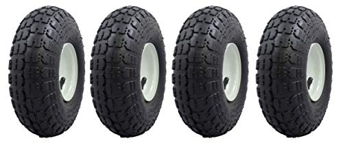 Ranch Tough 4 Pack RT310 10" Pneumatic Replacement Tires for Garden Including Gorilla Cart, Black