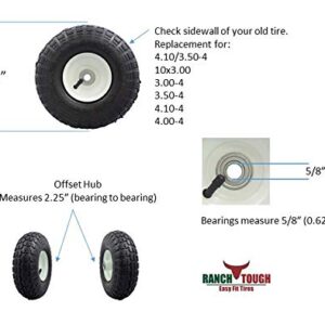 Ranch Tough 4 Pack RT310 10" Pneumatic Replacement Tires for Garden Including Gorilla Cart, Black