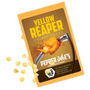 pepper joe’s yellow reaper pepper seeds ­­­­­– pack of 10+ superhot reaper chili pepper seeds – usa grown ­– premium non-gmo yellow reaper seeds for planting in your garden
