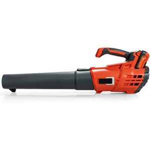 GYMAX Cordless Leaf Blower, 5 Speed Level 20V Max with Battery & Charger, Handheld Electric Portable Lightweight Leaf Blower for Lawn, Garden, Leaves, Snow Debris (Orange)