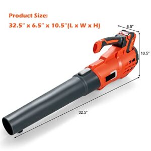 GYMAX Cordless Leaf Blower, 5 Speed Level 20V Max with Battery & Charger, Handheld Electric Portable Lightweight Leaf Blower for Lawn, Garden, Leaves, Snow Debris (Orange)