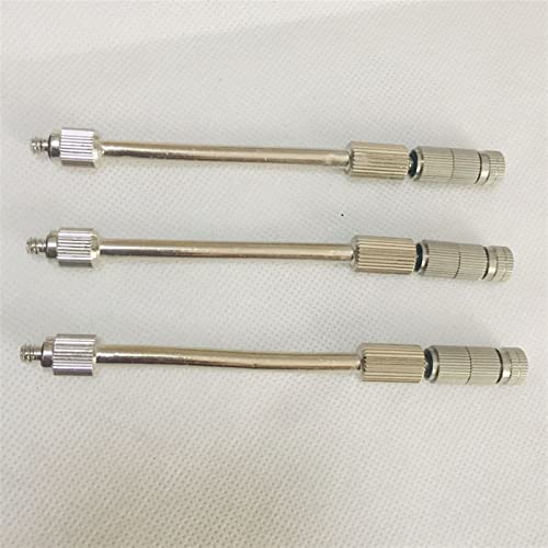 MMBBOD 5-Pack Brass Nozzle Extensions, Flexible Mist Rod for Outdoor Misting System, Misting Extended Pole 10/24 UNC for Garden, Humidification, Outdoor Cooling, Dust Control (5.9Inch), sliver