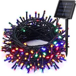ishabao solar string lights outdoor, 33ft 100 led solar fairy lights 8 modes waterproof christmas lights for garden, patio, home, party, wedding, holiday, tree, outdoor decor(multicolor)